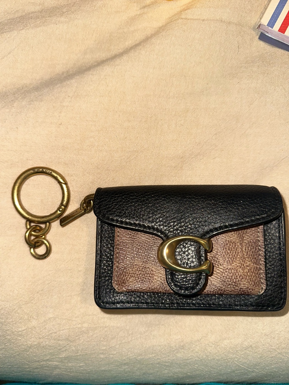 Coach mini tabby bag charm/key ring Black and Brown Pebbled Leather